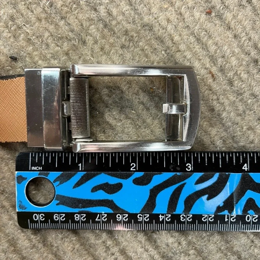 Comfort Click Mens Ratchet Belt Tan Brown Leather Adjustable Silver Buckle 46.5